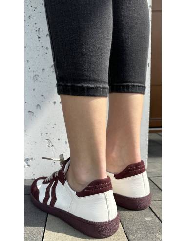 Adidasy damskie ecru białe bordowe skóra...