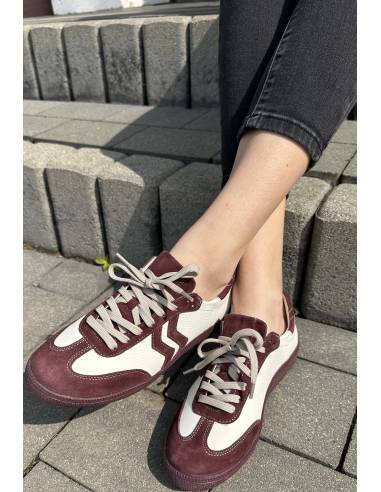 Adidasy damskie ecru białe bordowe skóra...