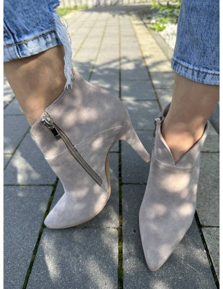 Botki skóra zamsz beż nude Di Primo 1061