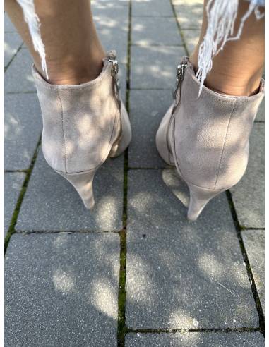 Botki skóra zamsz beż nude Di Primo 1061