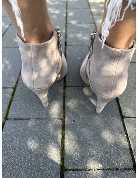 Botki skóra zamsz beż nude Di Primo 1061