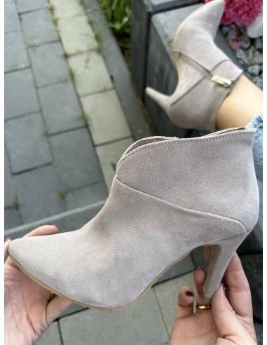 Botki skóra zamsz beż nude Di Primo 1061