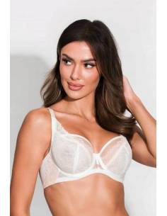 Biustonosz ecru kremowy jasny soft miękki koronka tiul... 2