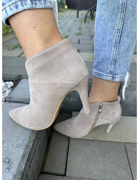 Botki skóra zamsz beż nude Di Primo 1061