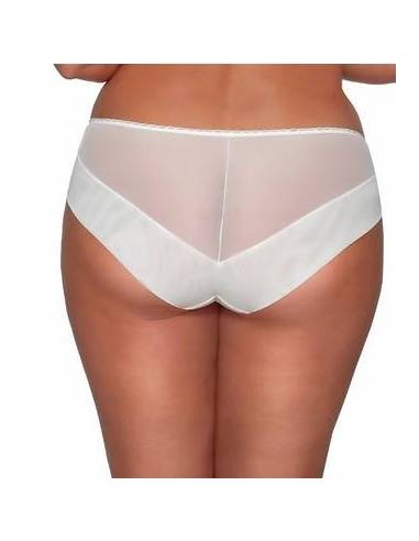 Figi damskie ecru cream pełne koronkowe tiul...