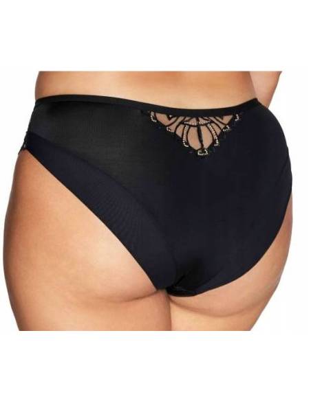 Figi czarne majtki damskie tiul złoty haft eleganckie gift Ava 2114 Miray