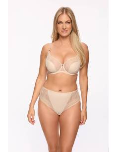 Biustonosz beżowy semi soft półusztywniany koronka tiul... 2