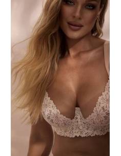 Biustonosz biały beżowy miękki soft koronkowy tiul... 2