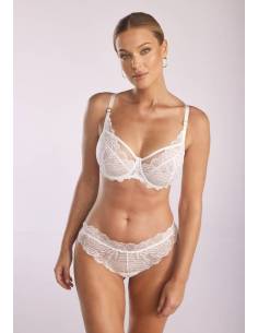 Biustonosz śmietankowy ecru miękki soft koronkowy tiul... 2