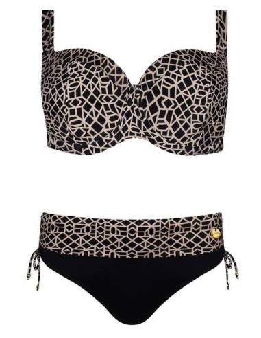 Strój kąpielowy dwuczęściowy czarny beż usztywniany fullcup Self Luxe 8