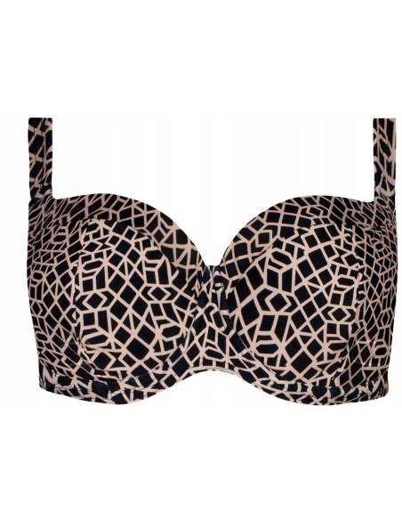 Strój kąpielowy dwuczęściowy czarny beż usztywniany fullcup Self Luxe 8