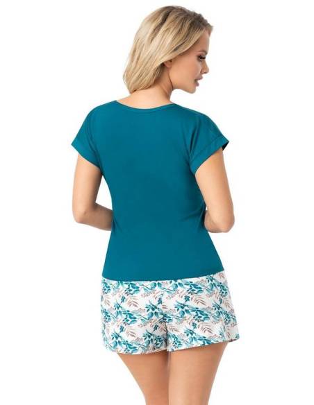 Piżama damska zielona krótkii rękaw i spodenki z wiskozy Donna Irmina short