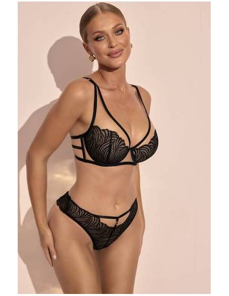 Biustonosz czarny usztywniany push up bralette tiul Kinga 1176 Harmony
