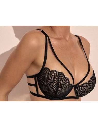 Biustonosz czarny usztywniany push up bralette...