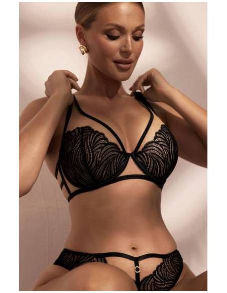 Biustonosz czarny usztywniany push up bralette tiul Kinga 1176 Harmony