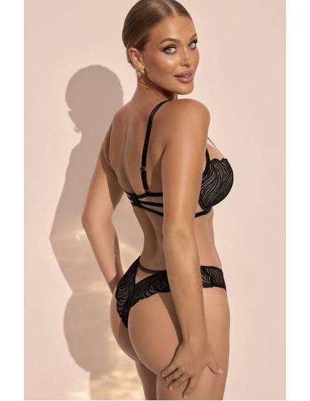 Biustonosz czarny usztywniany push up bralette tiul Kinga 1176 Harmony