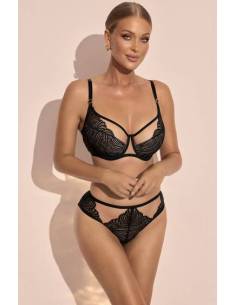 Biustonosz czarny semi soft półusztywniany koronka tiul... 2