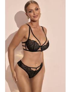 Figi brazyliany czarne koronkowe tiul bezszwowe Kinga... 2