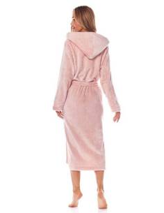 L&L szlafrok damski różowy z kapturem długi ciepły miły... 2