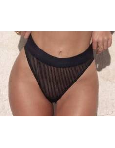 Figi damskie brazyliany czarne w paski tiul Kinga Lou... 2