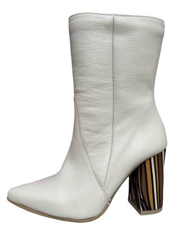 Botki skóra beż krem ecru lico groszek Di Primo...