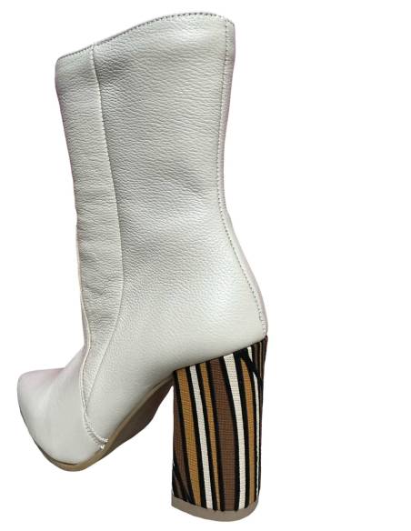 Botki skóra beż krem ecru lico groszek Di Primo 1008