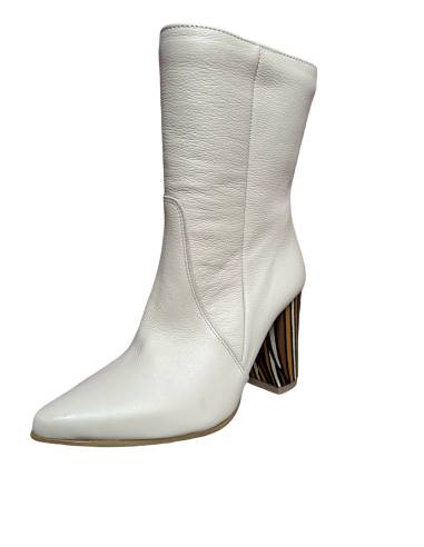 Botki skóra beż krem ecru lico groszek Di Primo...