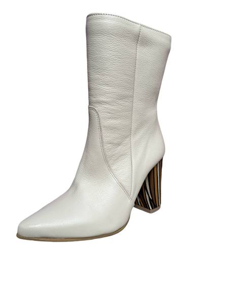 Botki skóra beż krem ecru lico groszek Di Primo 1008