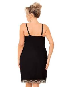 Koszula nocna damska czarna na ramiączkach przed kolano... 2