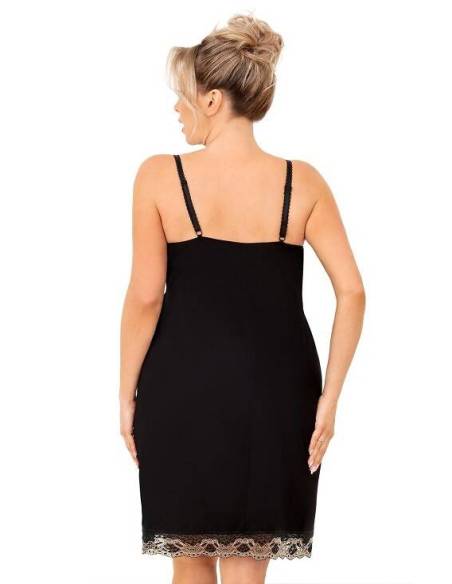 Koszula nocna damska czarna na ramiączkach przed kolano Donna Hana II Plus