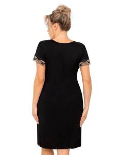 Koszula nocna damska czarna krótki rękaw przed kolano... 2