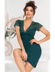 Koszula nocna damska zielona krótki rękaw przed kolano... 2