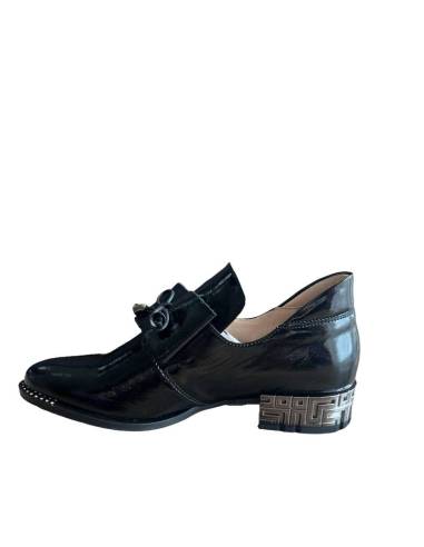 Eleganckie botki damskie czarne lakierowane...