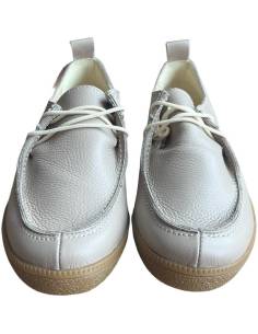 Półbuty damskie beżowe miękkie wygodne wiązane skóra... 2