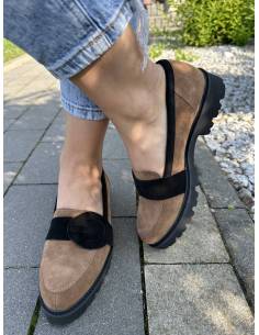 Mokasyny brąz koniak skóra zamsz Di Primo 130/1 2