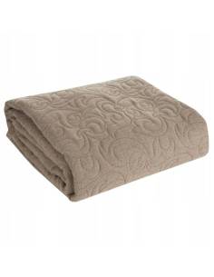 Narzuta dekoracyjna brązowa imitująca len poliester... 2