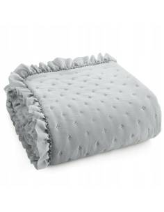 Narzuta dekoracyjna srebrna miękka falbana Eurofirany Libi3 2