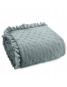 Narzuta dekoracyjna zielona miękka falbana Eurofirany Libi3 2