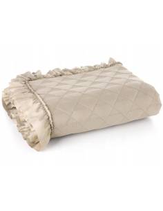 Narzuta dekoracyjna beżowa miękka welwet falbany... 2