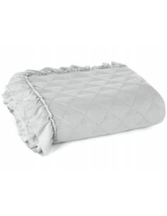 Narzuta dekoracyjna szara miękka welwet falbany... 2