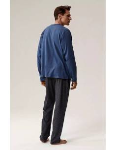 Piżama męska granatowy niebieski długi rękaw spodnie... 2