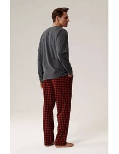 Piżama męska szary czerwony długi rękaw spodnie... 2