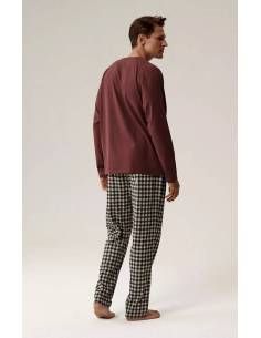 Piżama męska szary bordowy długi rękaw spodnie bawełniana... 2