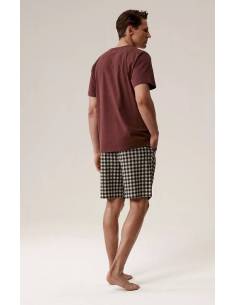 Piżama męska szara bordowa krótki rękaw i spodnie... 2