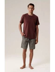 Piżama męska szara bordowa krótki rękaw i spodnie...