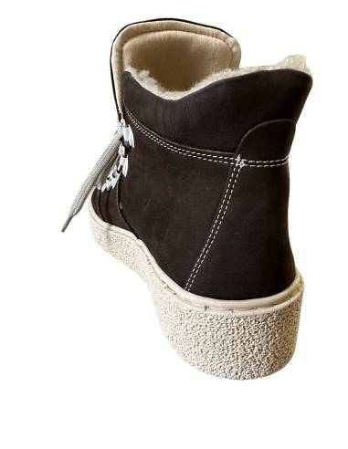 Trzewiki damskie brązowe skóra naturalna zamsz...