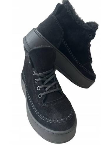 Niskie śniegowce czarne ocieplane skóra...