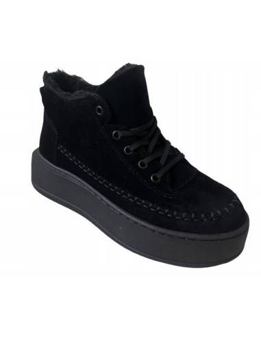 Niskie śniegowce czarne ocieplane skóra...