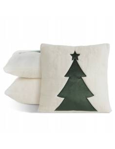 Poszewka welwetowa 45x45 kremowa zielona zdobienie... 2