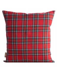 Poszewka świąteczna 45x45 czerwona szara kratka krasnal... 2